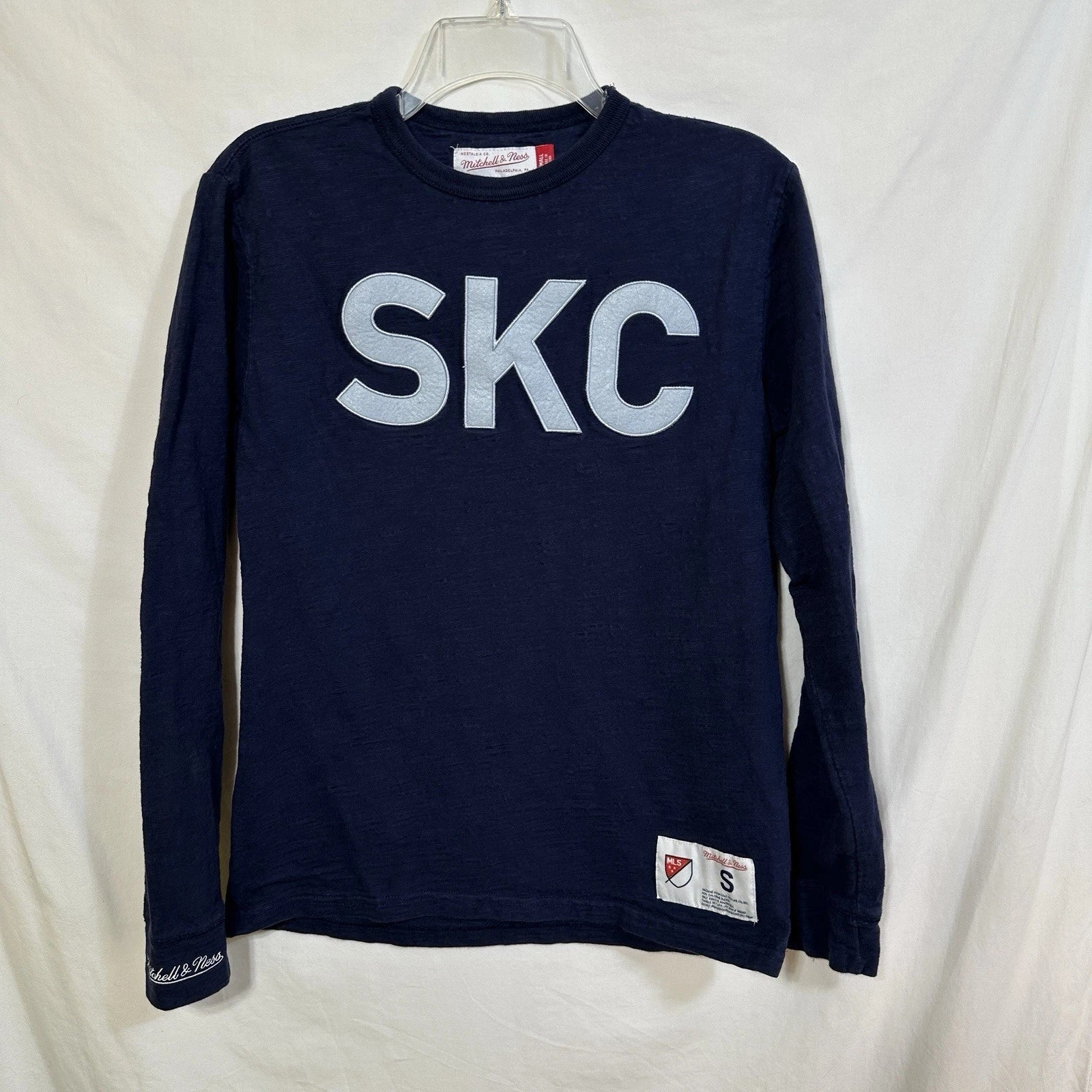 Sporting Kansas City SKC Mitchell & Ness Small Long Sleeve MLS Shirt Soccer Blue