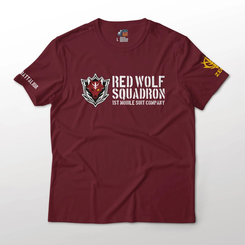 Red Wolf Gundam Requiem for Vengeance Sleeves Anime Graphic Cotton T-Shirt