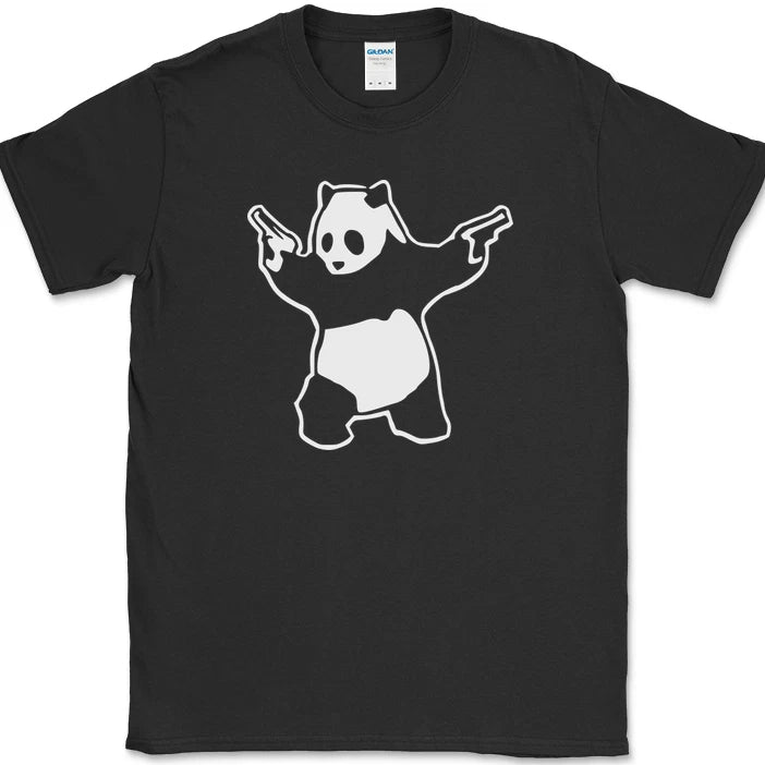 Panda with Guns T-Shirt Funny Animal Bear Humor Novelty Gift Tee