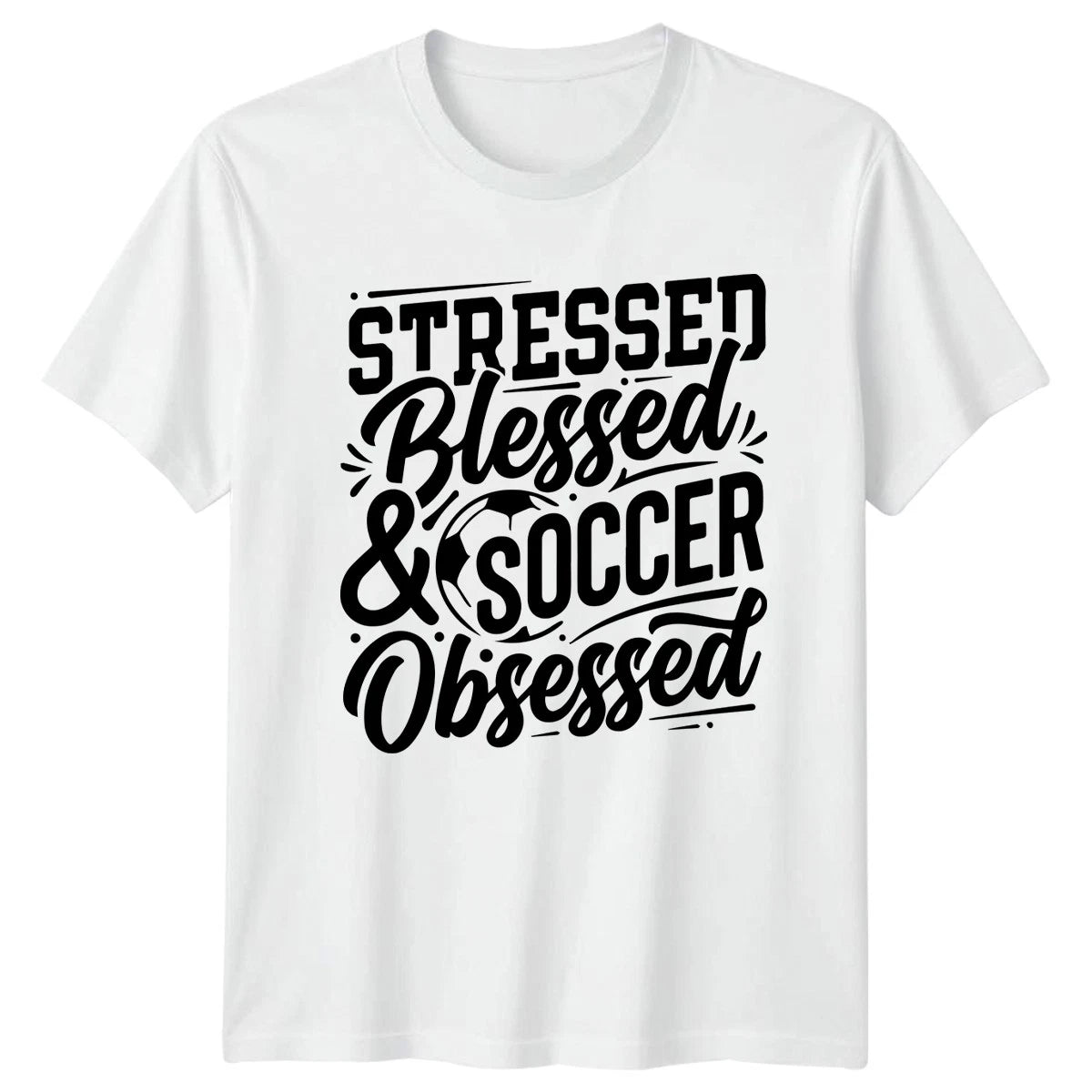 Stressed Blessed & Soccer Obsessed T-Shirt Soccer Mom Gift For Him And Her