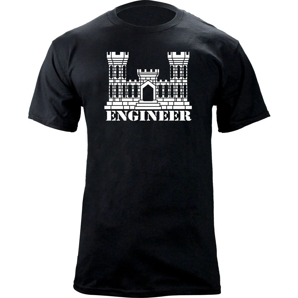 US Army Engineer Branch Insignia Castle Veteran Graphic T-Shirt