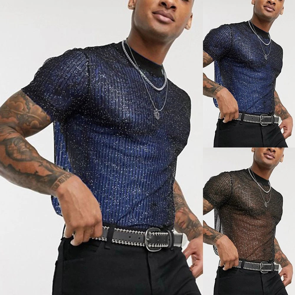 Trendy and Eye Catching See Through Mesh Tops with Sequin Embellishments