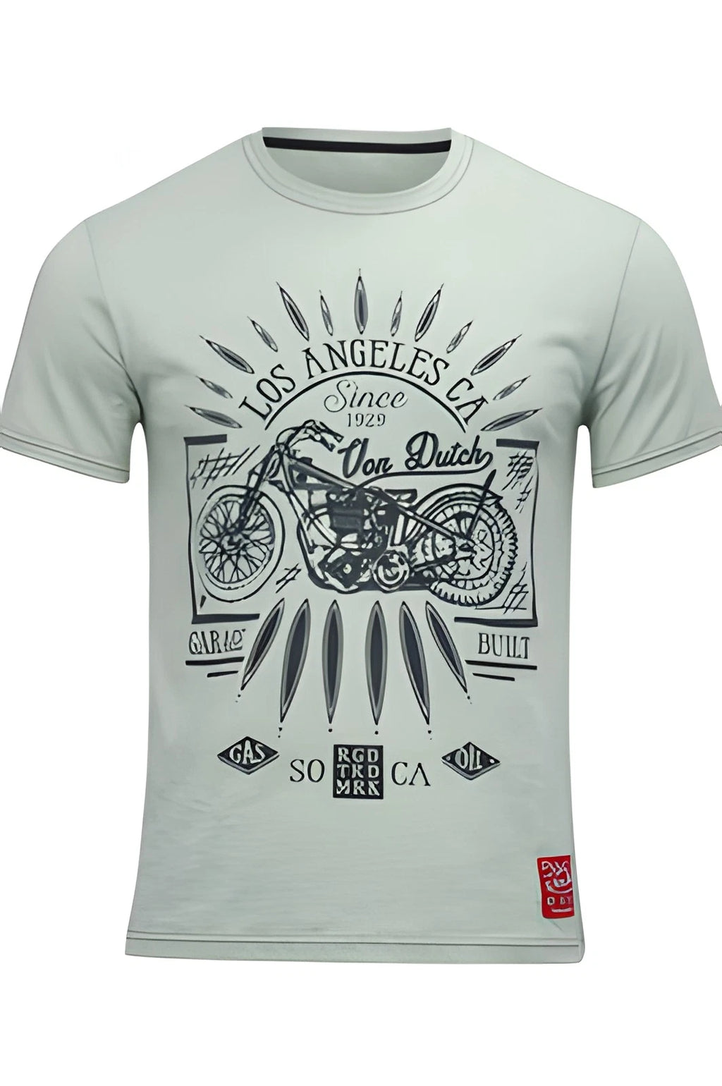 Von Dutch Men's Los Angeles 1929 Motorcycle Graphic Cotton T-Shirt Sage Green