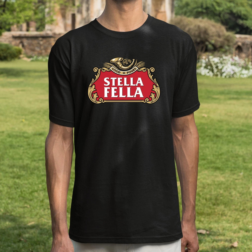 Stella Fella T-Shirt Funny Printed Drink Beer Party Gift Short Sleeve Mens T Top