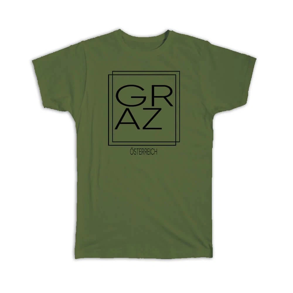 Gift T-Shirt : GRAZ Austria Square Modern Minimalist Font