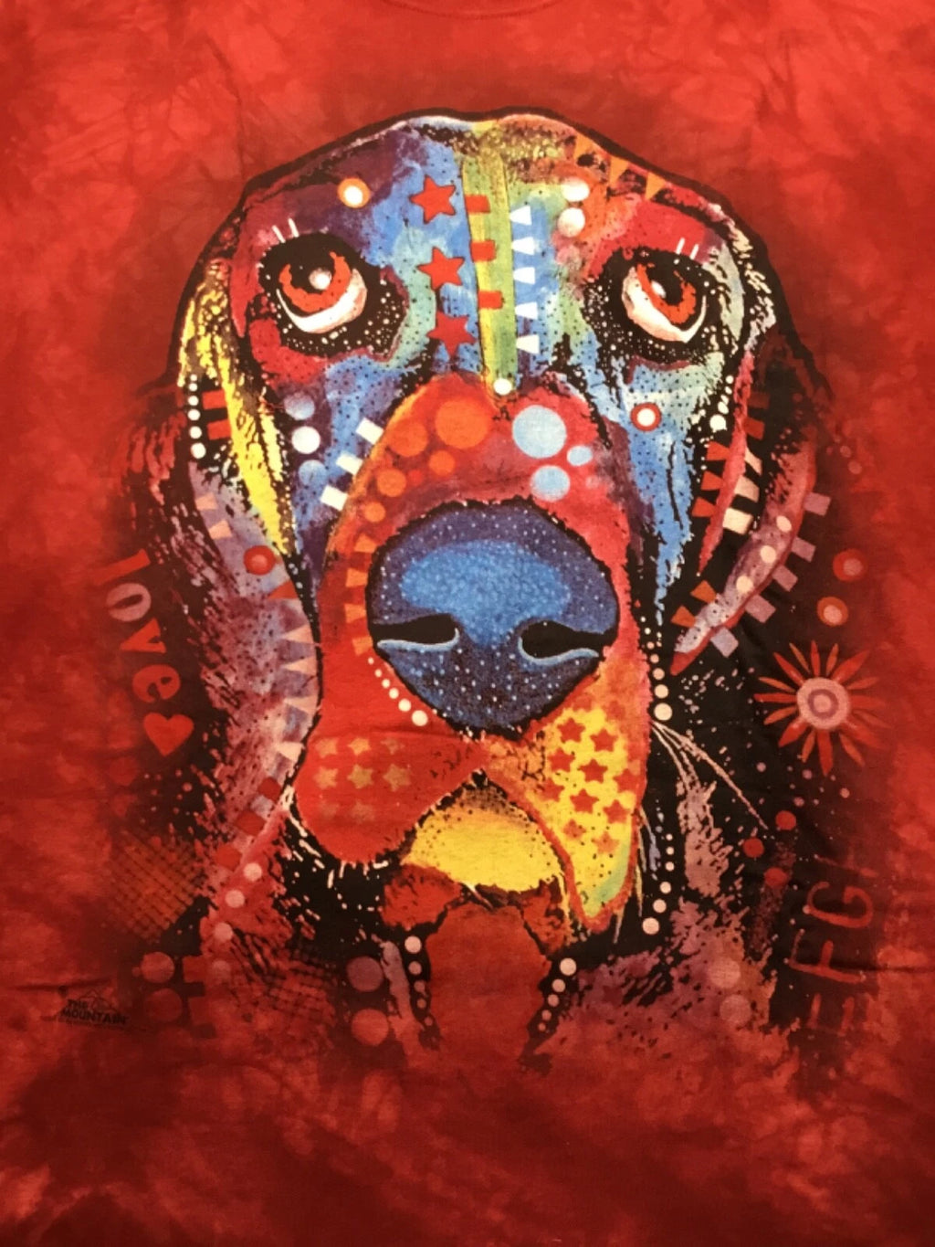 Dean Russo Basset The Mountain Dyed & Printed In The USA Red 5XL T-Shirt NWOT