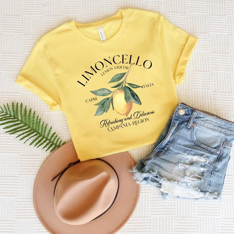 Limoncello Tee, Refreshing Lemon Graphic Shirt, Italian Summer Tee-Shirt, Gift f