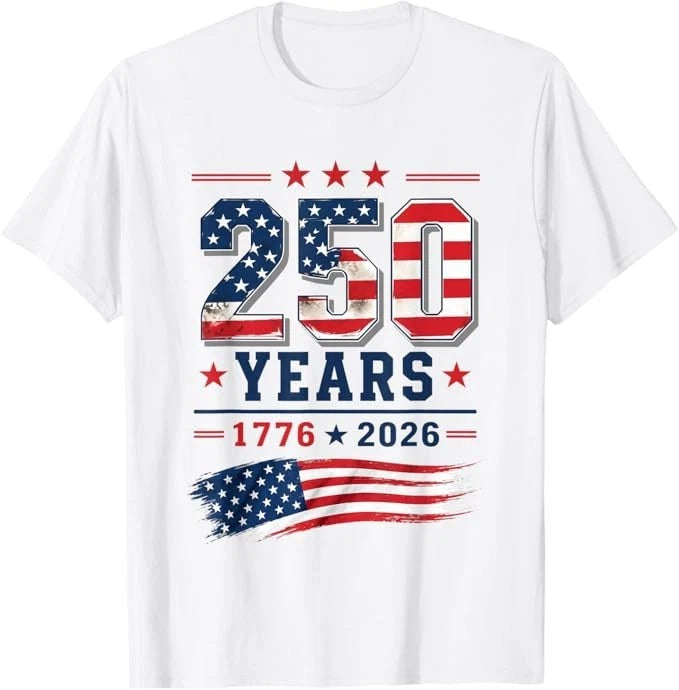 4th of July America US Flag Patriotic 250th Anniversary USA T-Shirt