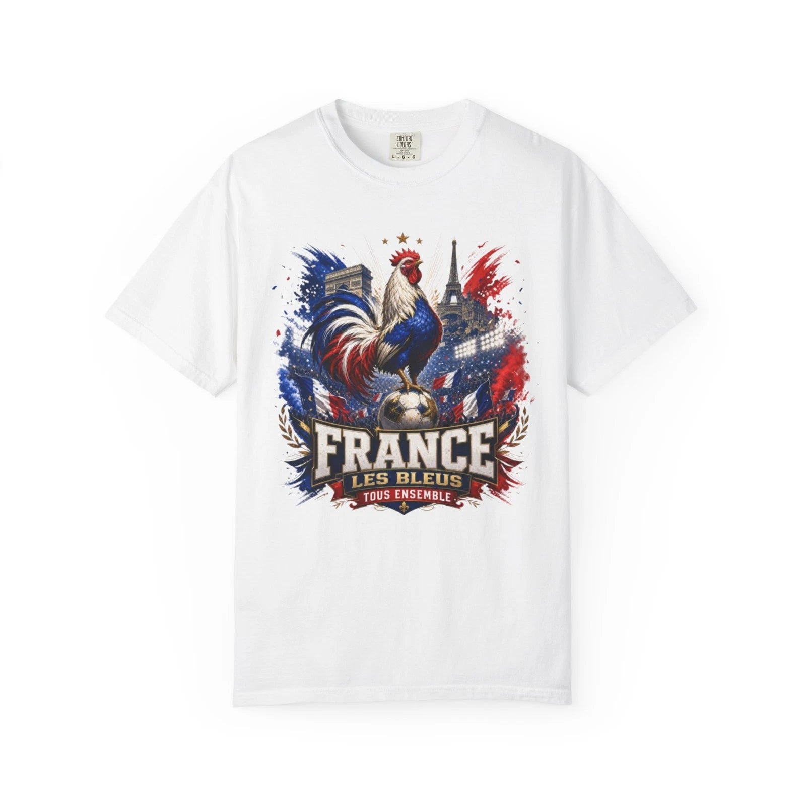France Les Bleus Rooster Soccer T-Shirt | Eiffel Tower, Tricolor