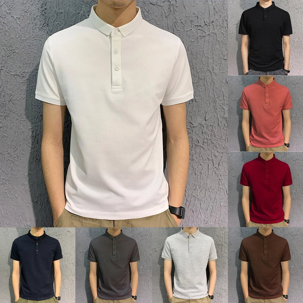 Loose Fit Streetwear Shirt Men's Short Sleeve Button Front Lapel Collar Top