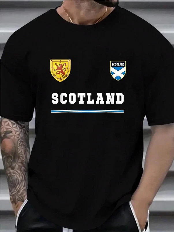Mens Scotland Lion Rampant Flag T Shirt 100% Cotton Soft Breathable Casual Tee
