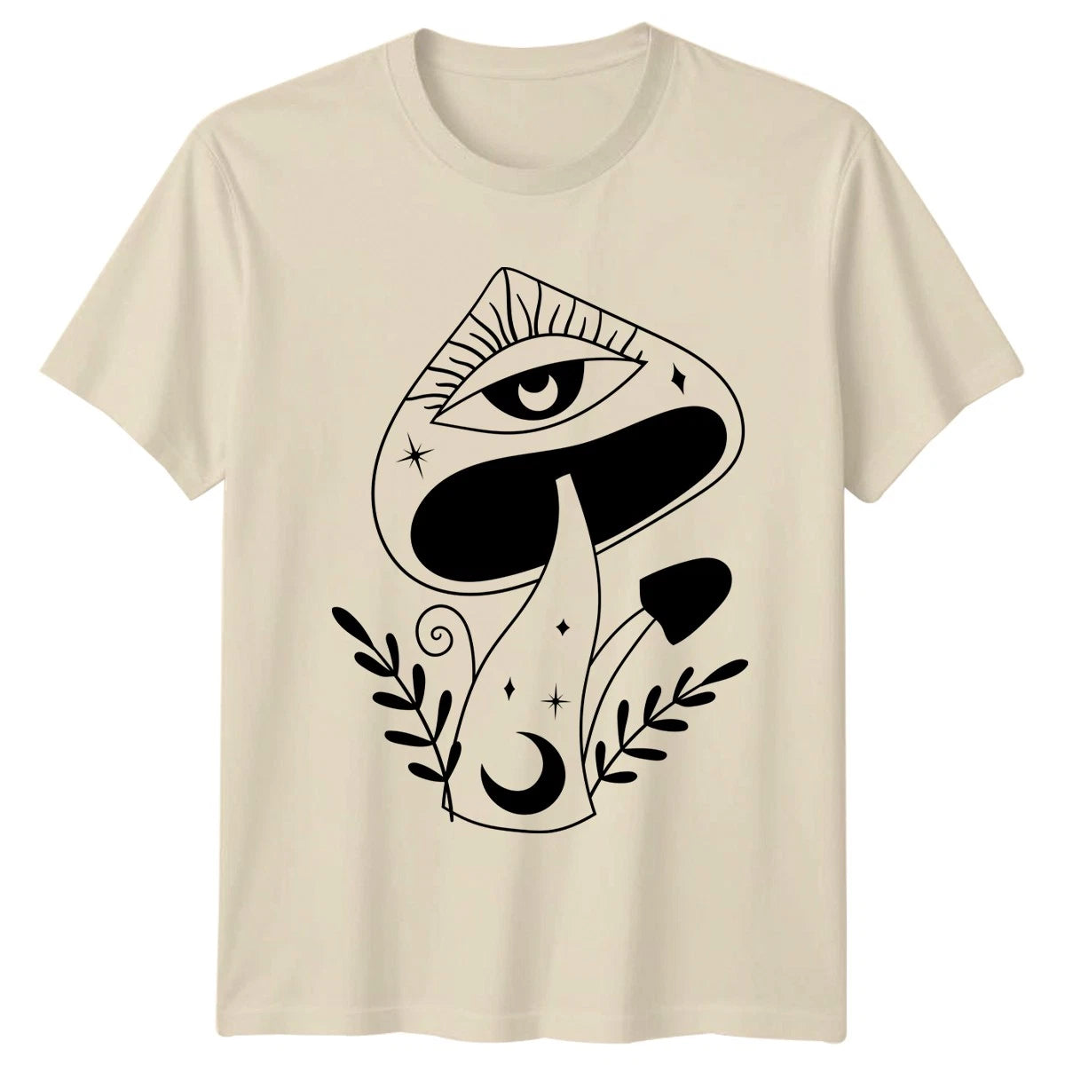 Mystical Mushroom Eye Moon Stars T-Shirt Boho Aesthetic Nature Spirituality