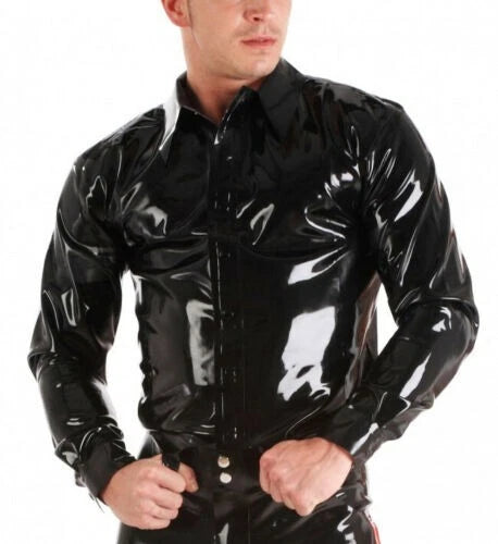 9987 Latex Shirts Men's Long Sleeves Jacket long sleeve 0.4mm custom made