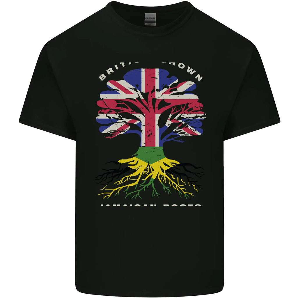 British Grown Jamaican Roots Jamaica Flag Mens Light Cotton T-Shirt