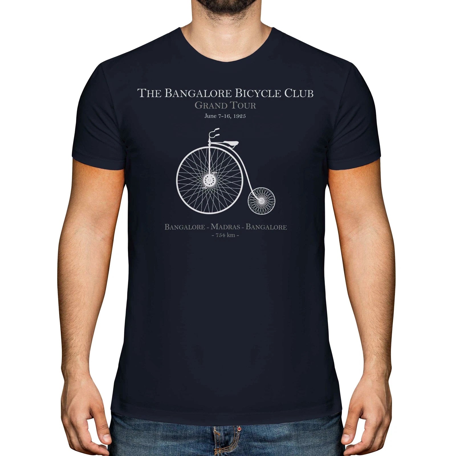 BANGALORE BICYCLE CLUB MENS PRINTED T-SHIRT VINTAGE PRINT NOT BOMBAY FASHION TOP
