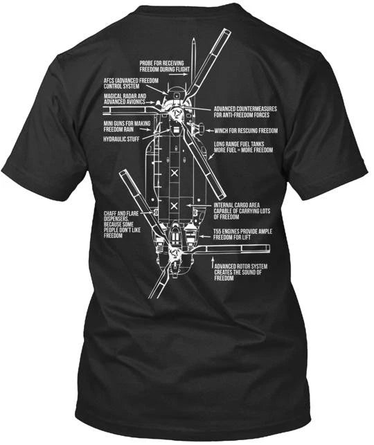 Chinooks The Sound Of Freedom! T-Shirt Made in the USA Size S to 5XL
