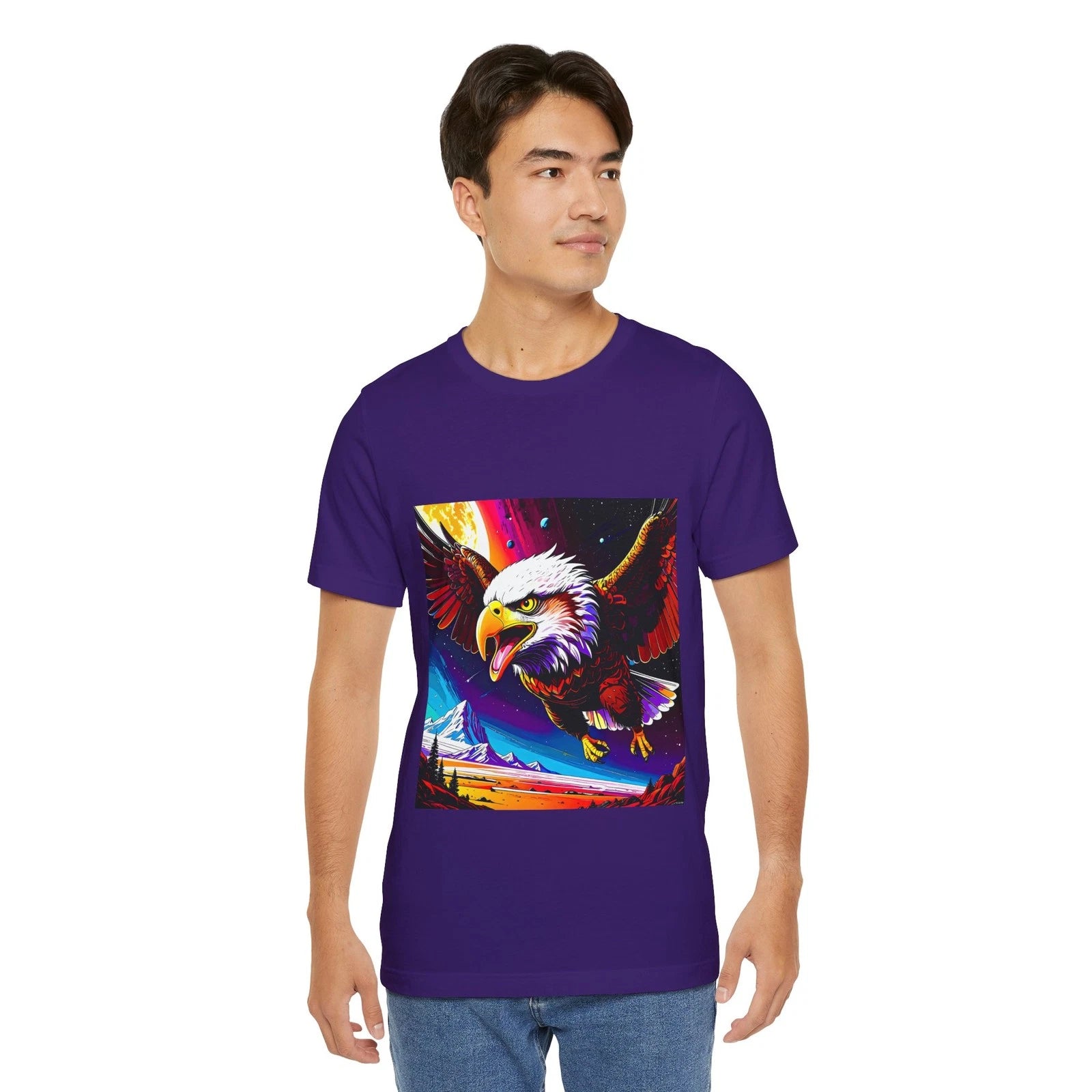 Colorful Bald Eagle Illustration Tee | Flying Eagle T-Shirt