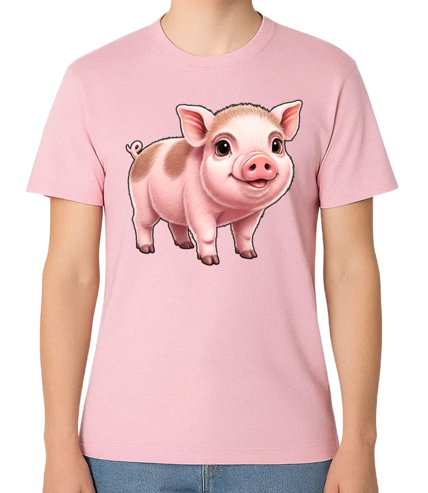 Cute Piglet Farm Animal Cartoon Illustration T-Shirt Funny Gift Unisex Tee