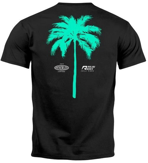 Mens Palm Tree Print Cotton Fabric Graphic Print Summer T-Shirt