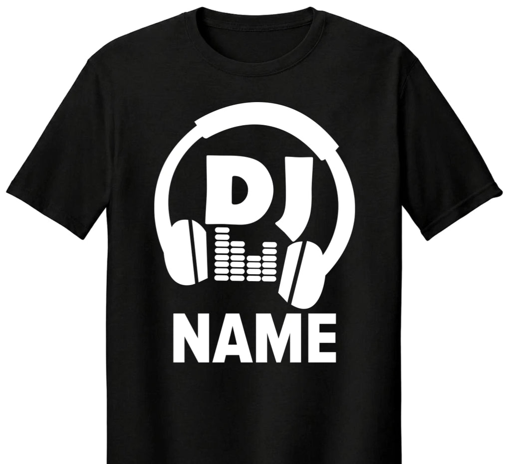 Custom DJ Name T Shirt Personalised Headphones Music Lover Gift for Him DJ Tee