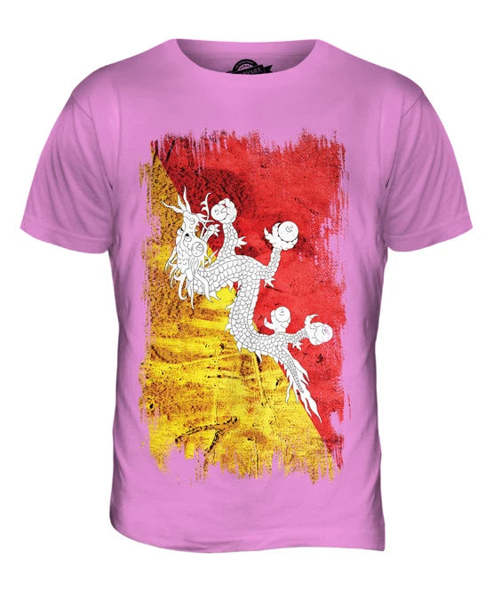 BHUTAN GRUNGE FLAG MENS T SHIRT TEE SHIRT XS S M L XL 2XL 3XL 4XL 5XL