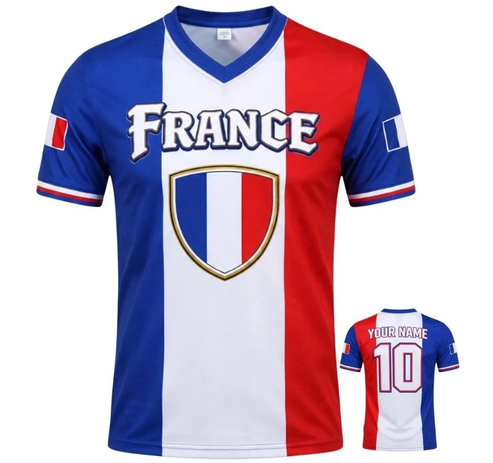 Personalized France 3D Soccer Jersey Shirt, Custom Name & Number