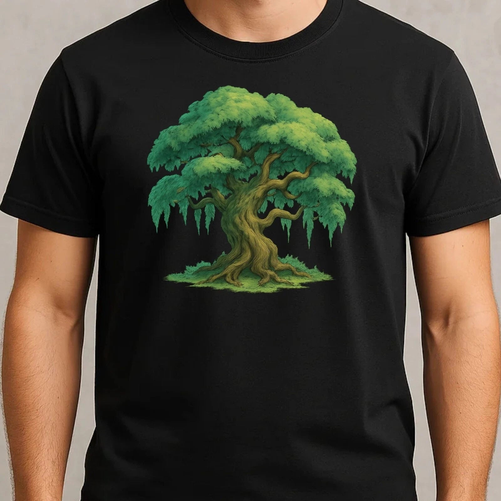 Mens Fantasy Tree Motif Cotton T-Shirt Size XS to 5XL