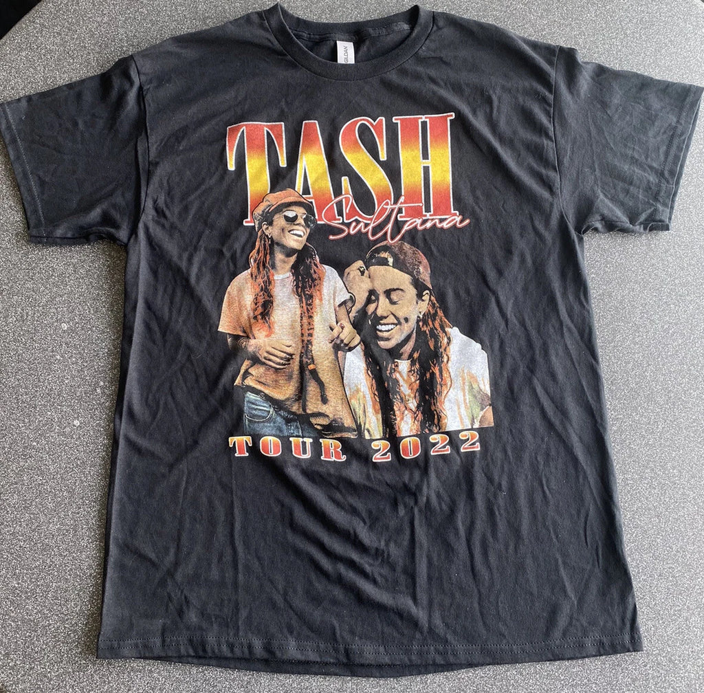 Tash Sultana 2022 Tour Concert Shirt Double Sided USA Tour Black Gilden NWOT