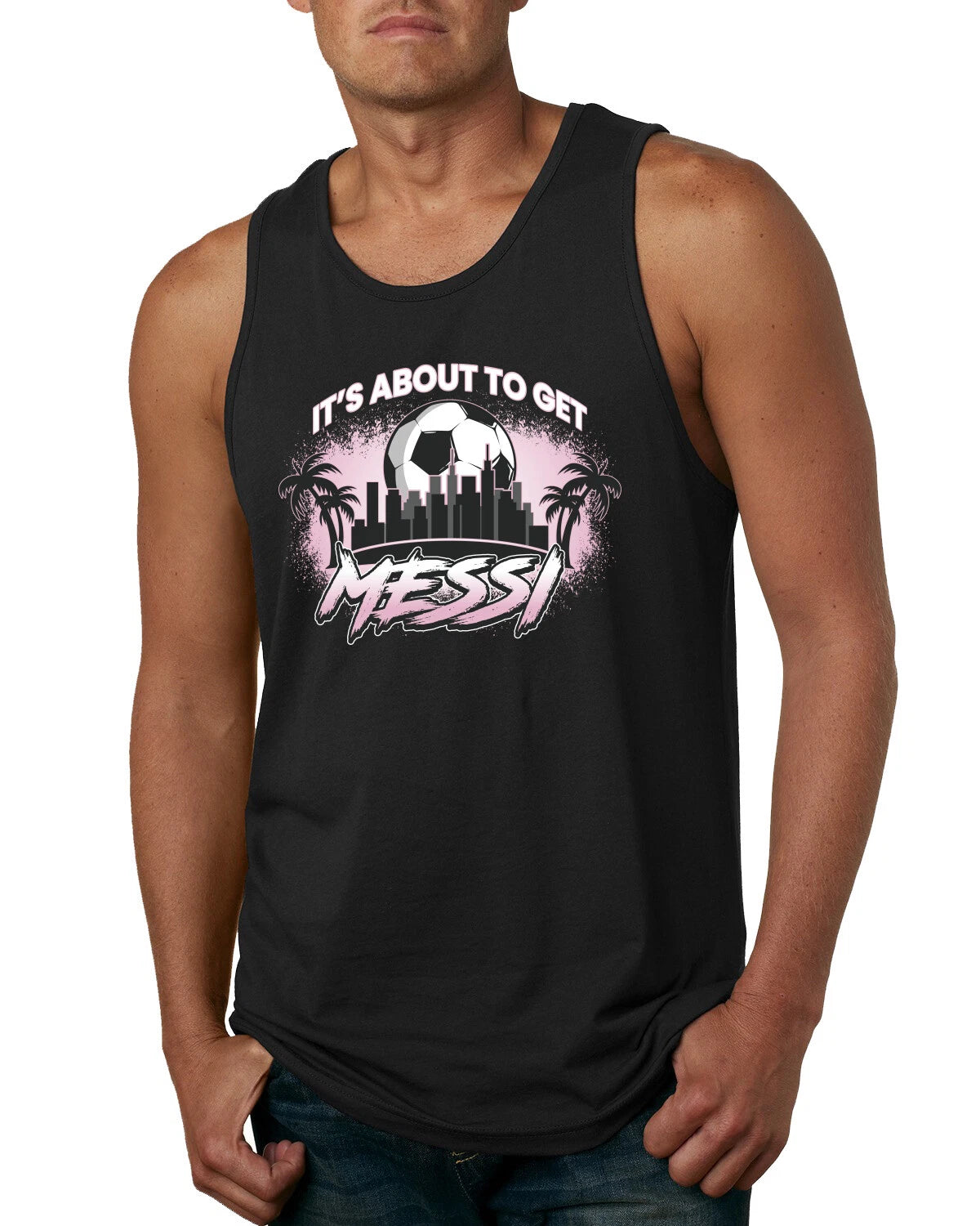 Its About To Get Miami Soccer Skyline Sports Men Tank Top