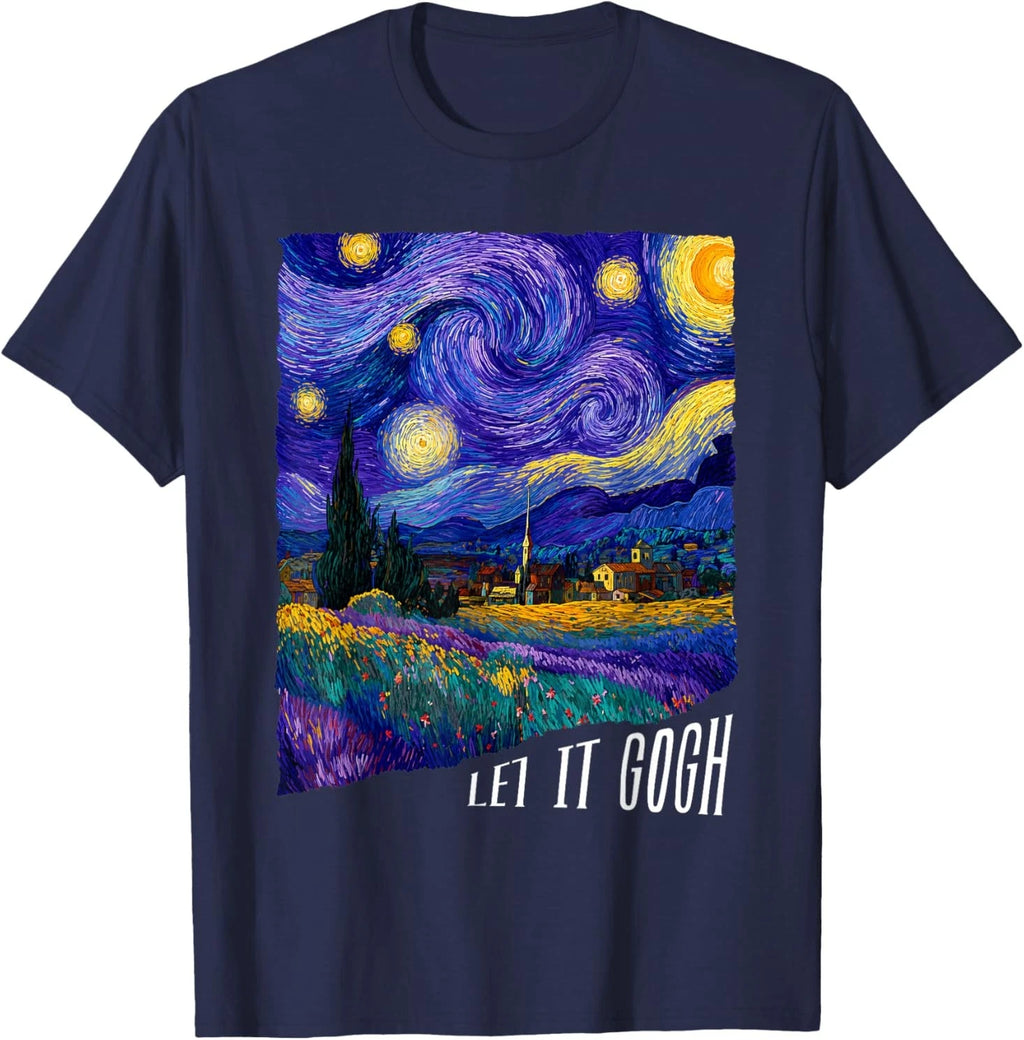Let it Gogh Funny Vincent Van Gogh Starry Night Design T-Shirt