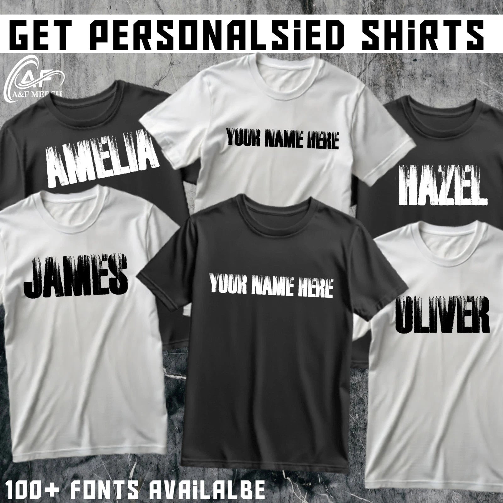 Custom Grunge Text Effect T-Shirt Name Slogan Afflict Style Gift