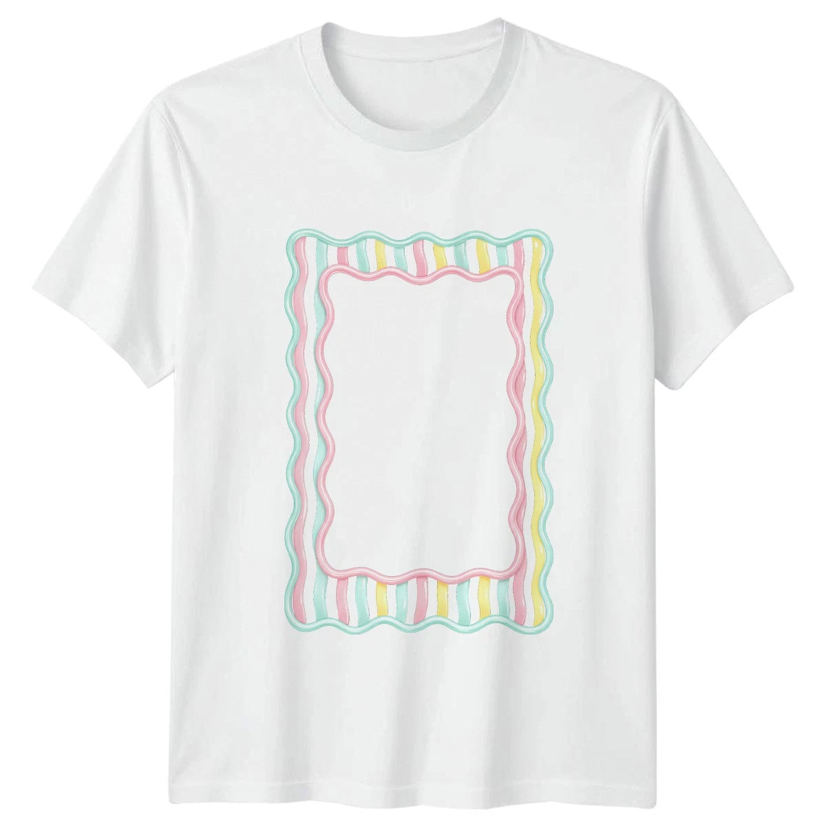 Summer Preppy Pastel Wavy Frame Womens T-Shirt Preppy Aesthetic Gift For Her