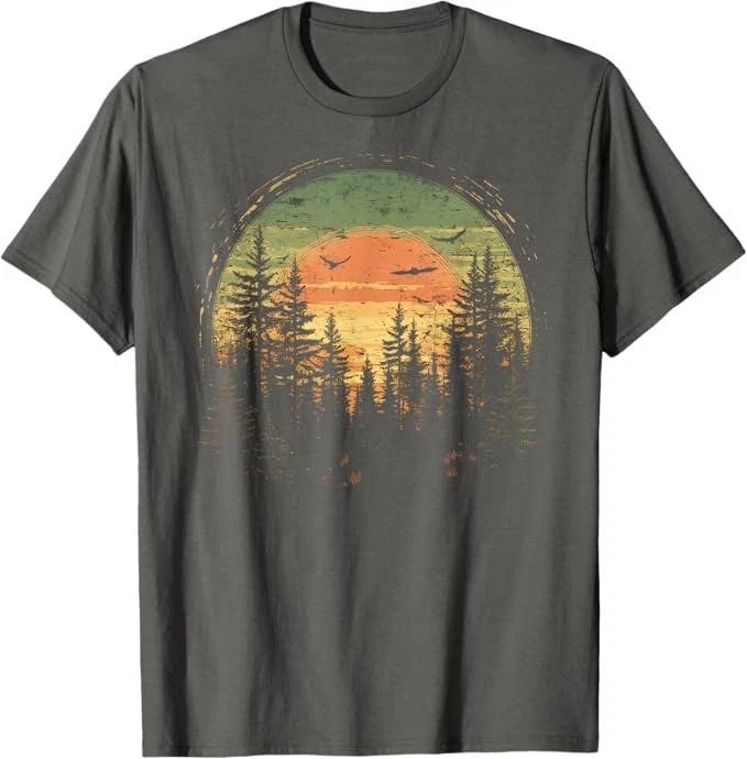 Retro Wilderness Bear Trees Reflection Outdoor Forest T-Shirt
