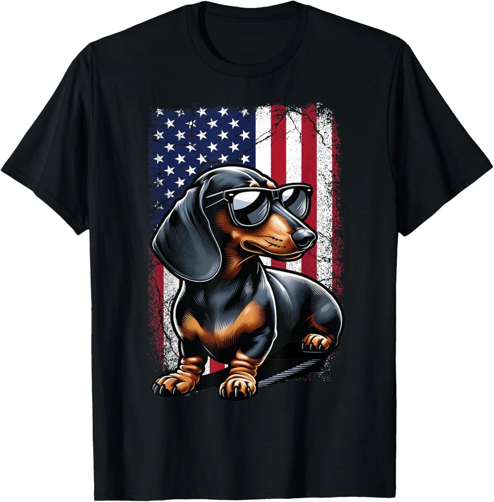 Patriotic Dachshund USA Flag 4th of July Wiener Dog Unisex T-Shirt
