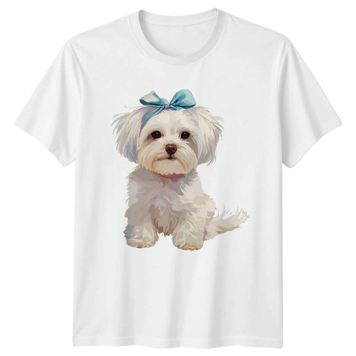 Small White Dog Womens T-Shirt Pet Lover Gift For Her