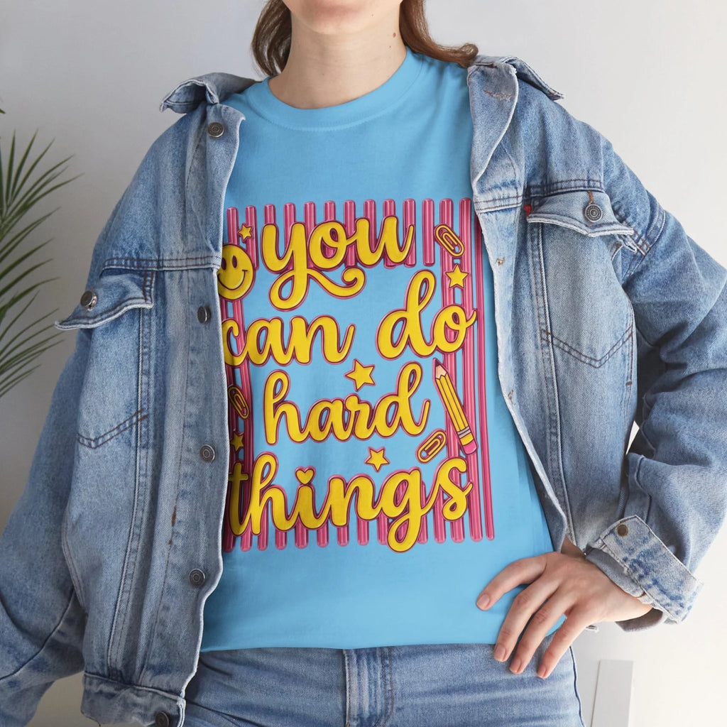 You Can Do Hard Things Teacher T-Shirt, Inspirational School Tee, Positive Quote