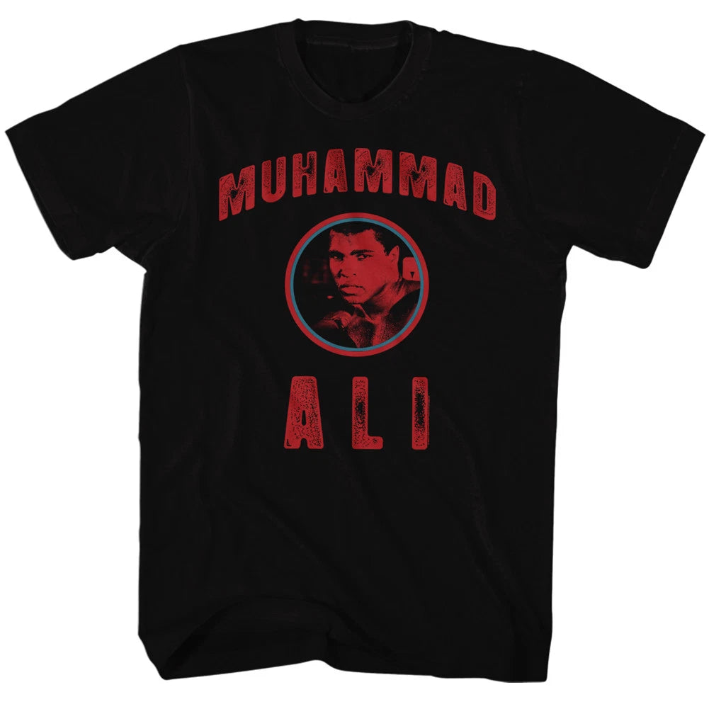 Muhammad Ali Tall T-Shirt Distressed Red Text Black Tee