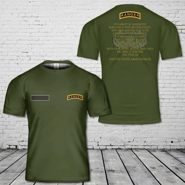 Custom Name US Army Ranger T-Shirt 3D