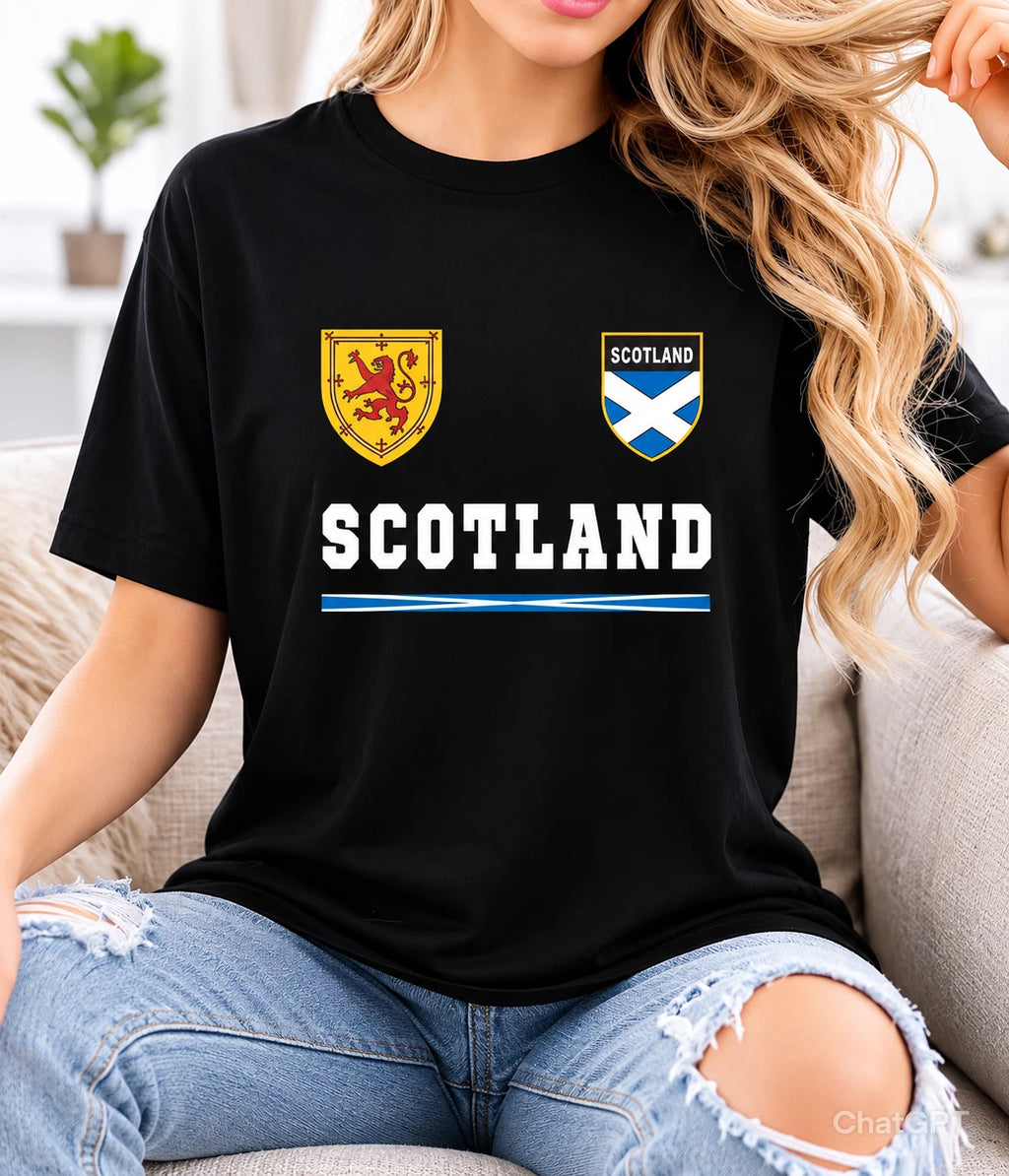 Scotland Lion Rampant T-Shirt Saltire Flag Retro Footbal Unisex Graphic Tee