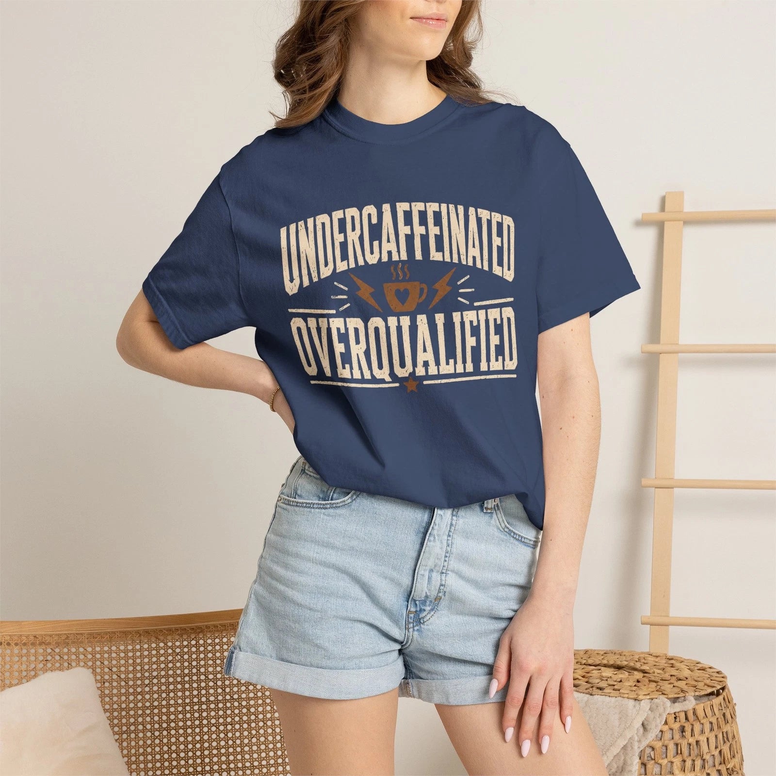 Undercaffeinated Overqualified T-shirt | Funny Coffee Slogan