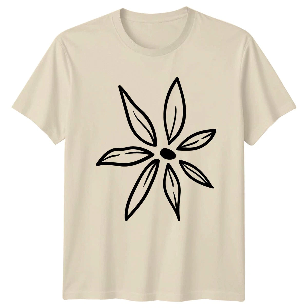 Minimalist Hand Drawn Floral Design T-Shirt Botanical Flower Birthday Gift