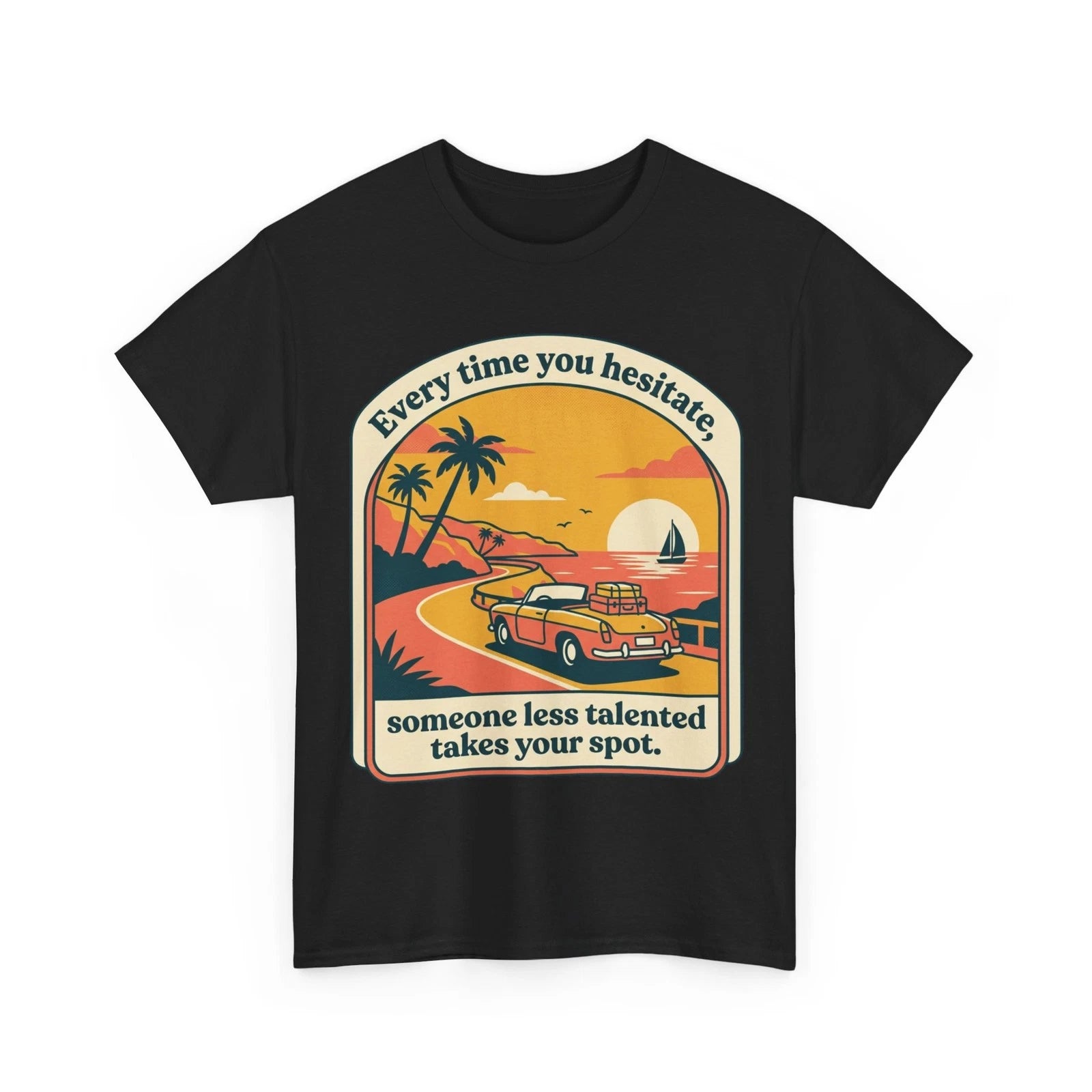 Vintage Surf Sunset Tee | Motivational Quote, Retro Van Beach