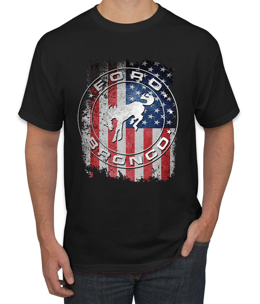 US Flag Ford Bronco Cars and Trucks Men T-Shirt