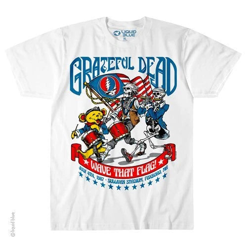 GRATEFUL DEAD-4TH OF JULY-1987-Foxboro, MA-WAVE THAT FLAG-T-SHIRT S-M-L-XL-2X