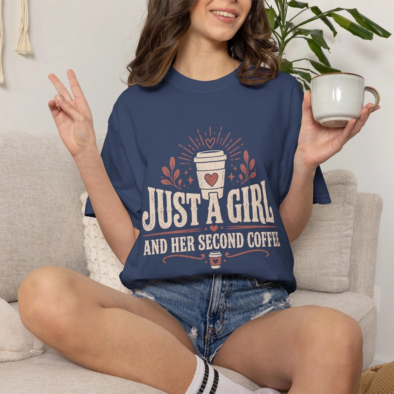 Just a Girl and Her Second Coffee T-shirt | Coffee Tee