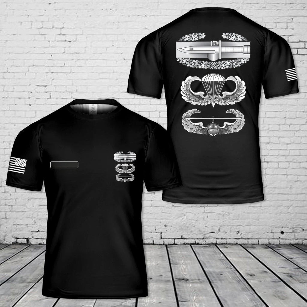Custom Name US Army Air Assault School Air Assault Badge Combat 3D T-Shirt HS285