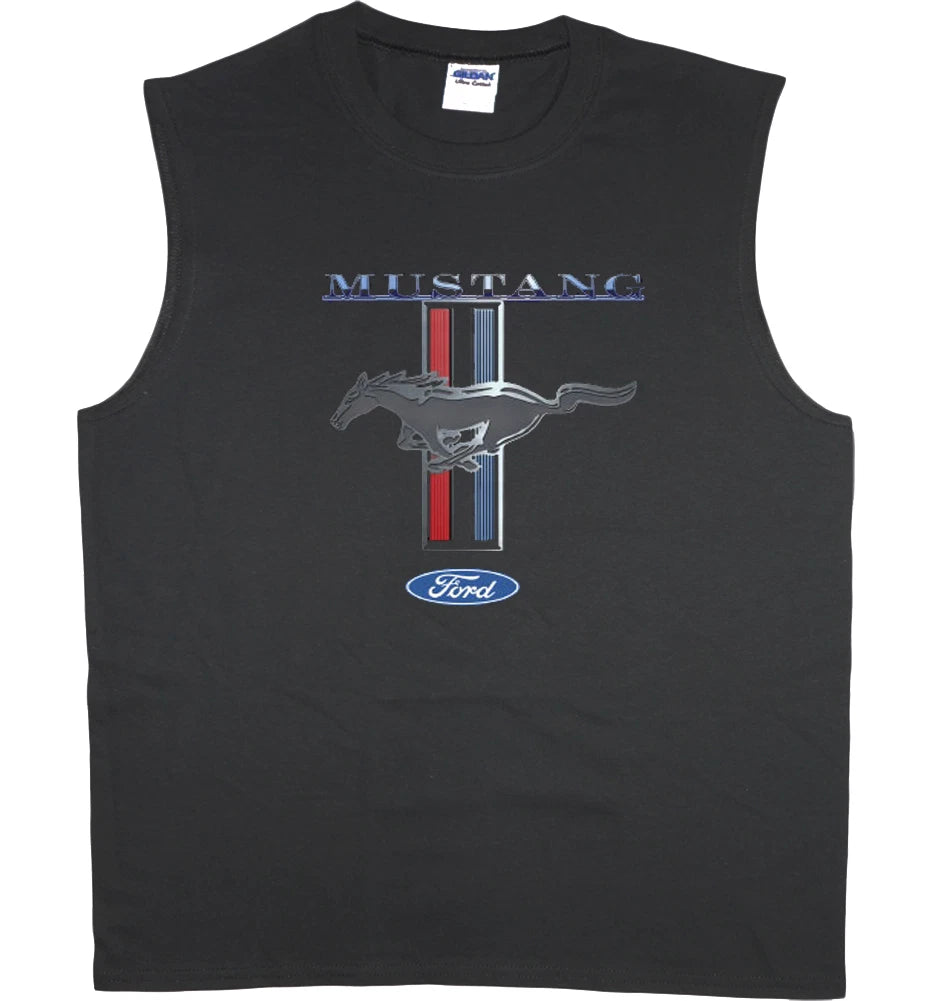 Men's sleeveless t-shirt Ford Mustang pony tri bar design muscle tee tank top