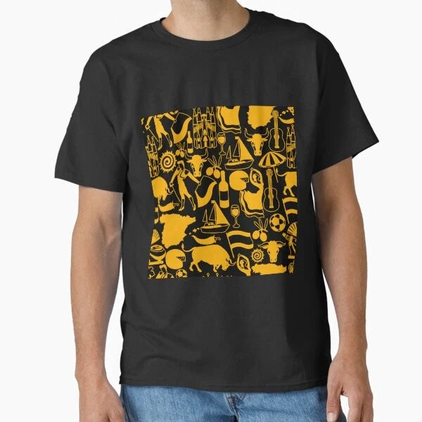 Cool Spain and Spanish Traditions Black and O T-Shirt Made in US/AUS Size S-2XL