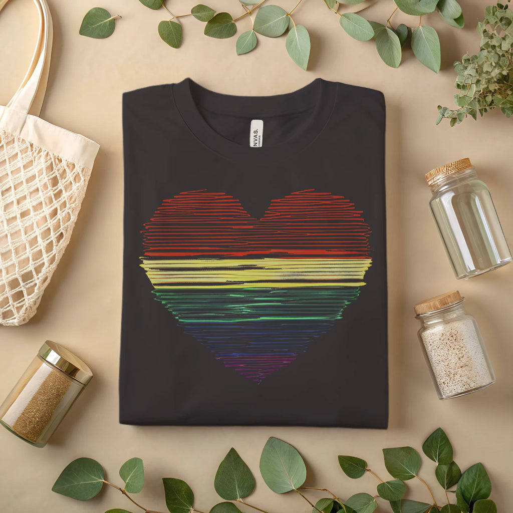 Rainbow Heart T-Shirt – LGBTQ Pride Equality Graphic Tee A493