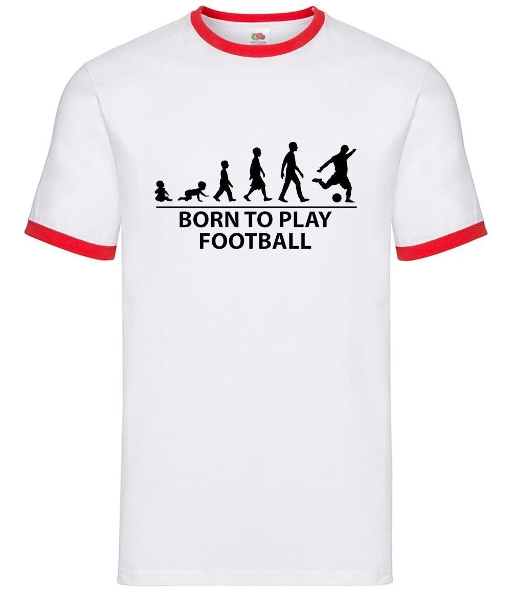 Born To Play Football - Mens Ringer - Love Soccer Player Team Fan